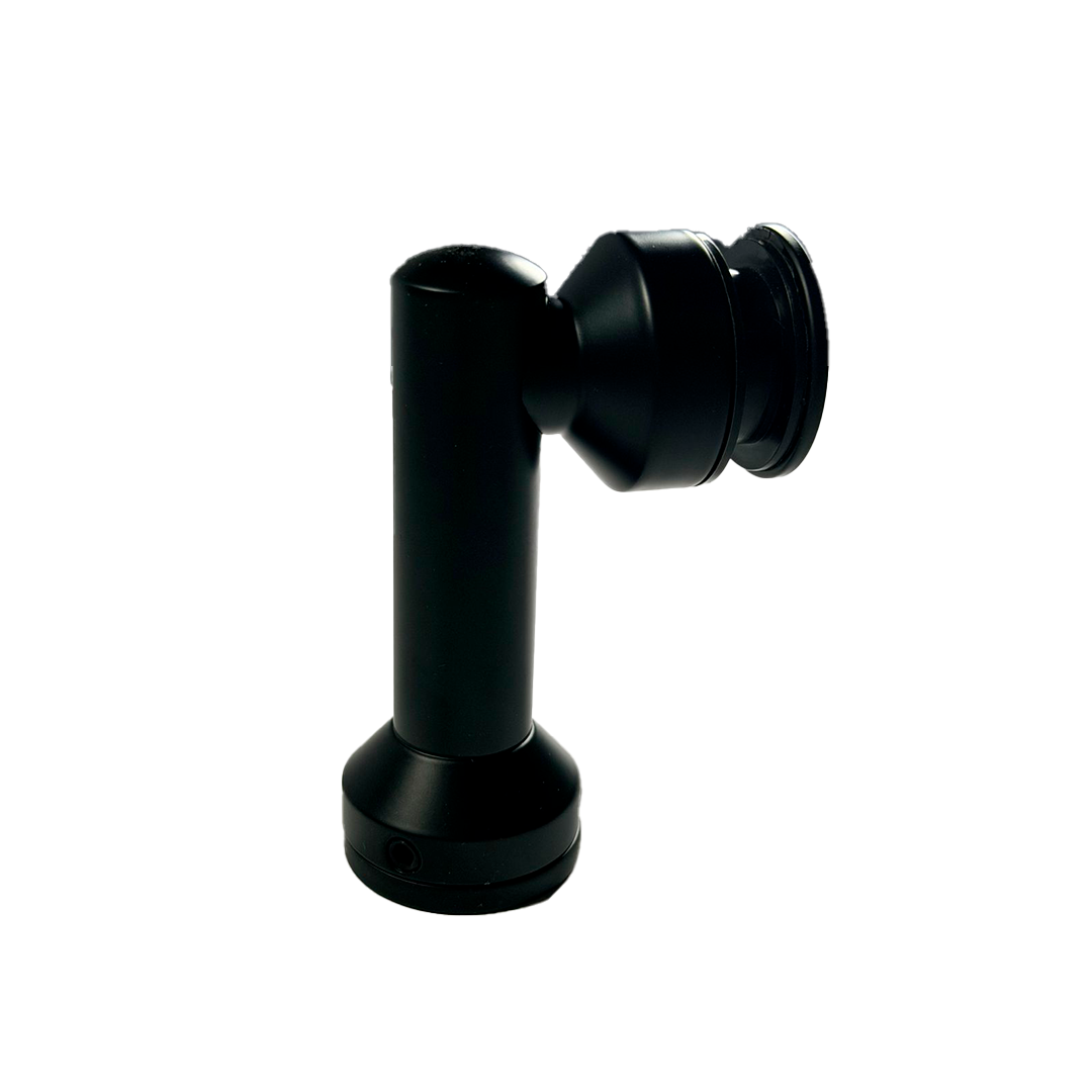 CONECTOR TIPO PIPA 90° MURO A VIDRIO NEGRO ACERO INOXIDABLE 201