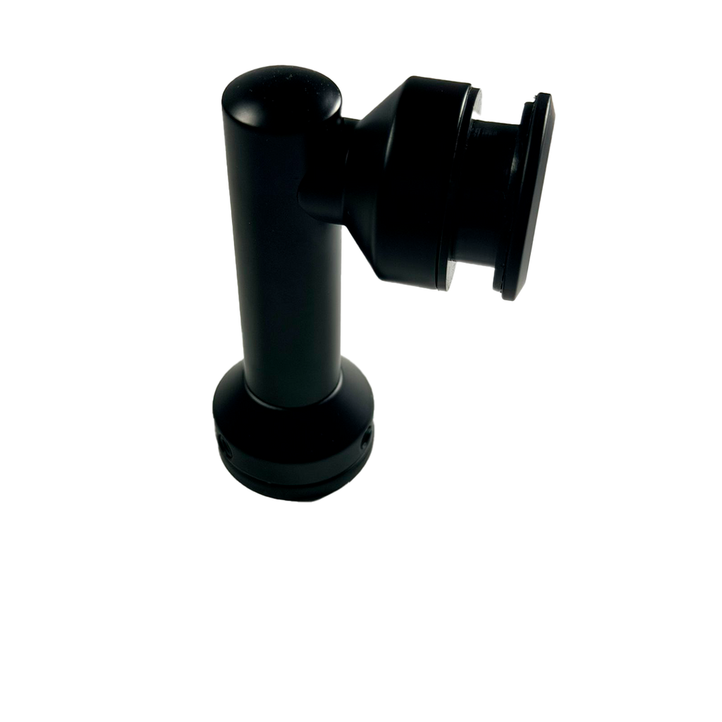 CONECTOR TIPO PIPA 90° MURO A VIDRIO NEGRO ACERO INOXIDABLE 201