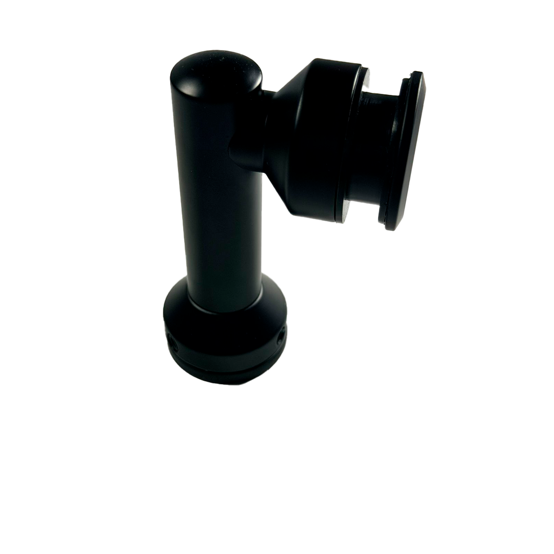 CONECTOR TIPO PIPA 90° MURO A VIDRIO NEGRO ACERO INOXIDABLE 201