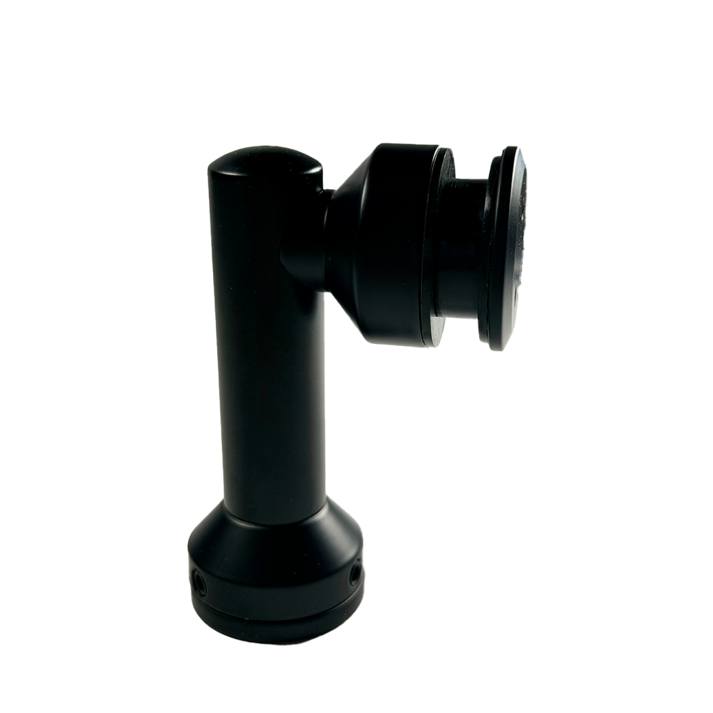 CONECTOR TIPO PIPA 90° MURO A VIDRIO NEGRO ACERO INOXIDABLE 201