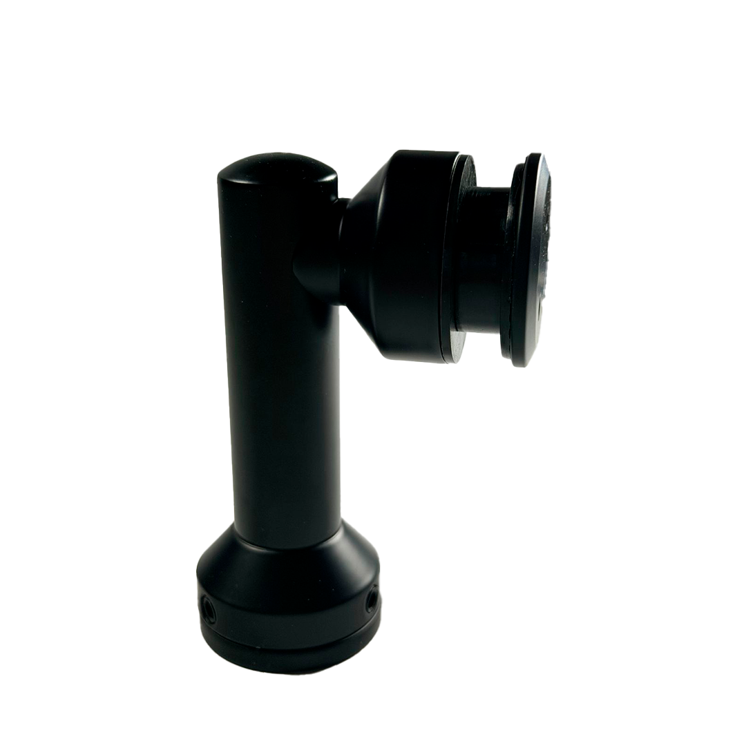 CONECTOR TIPO PIPA 90° MURO A VIDRIO NEGRO ACERO INOXIDABLE 201