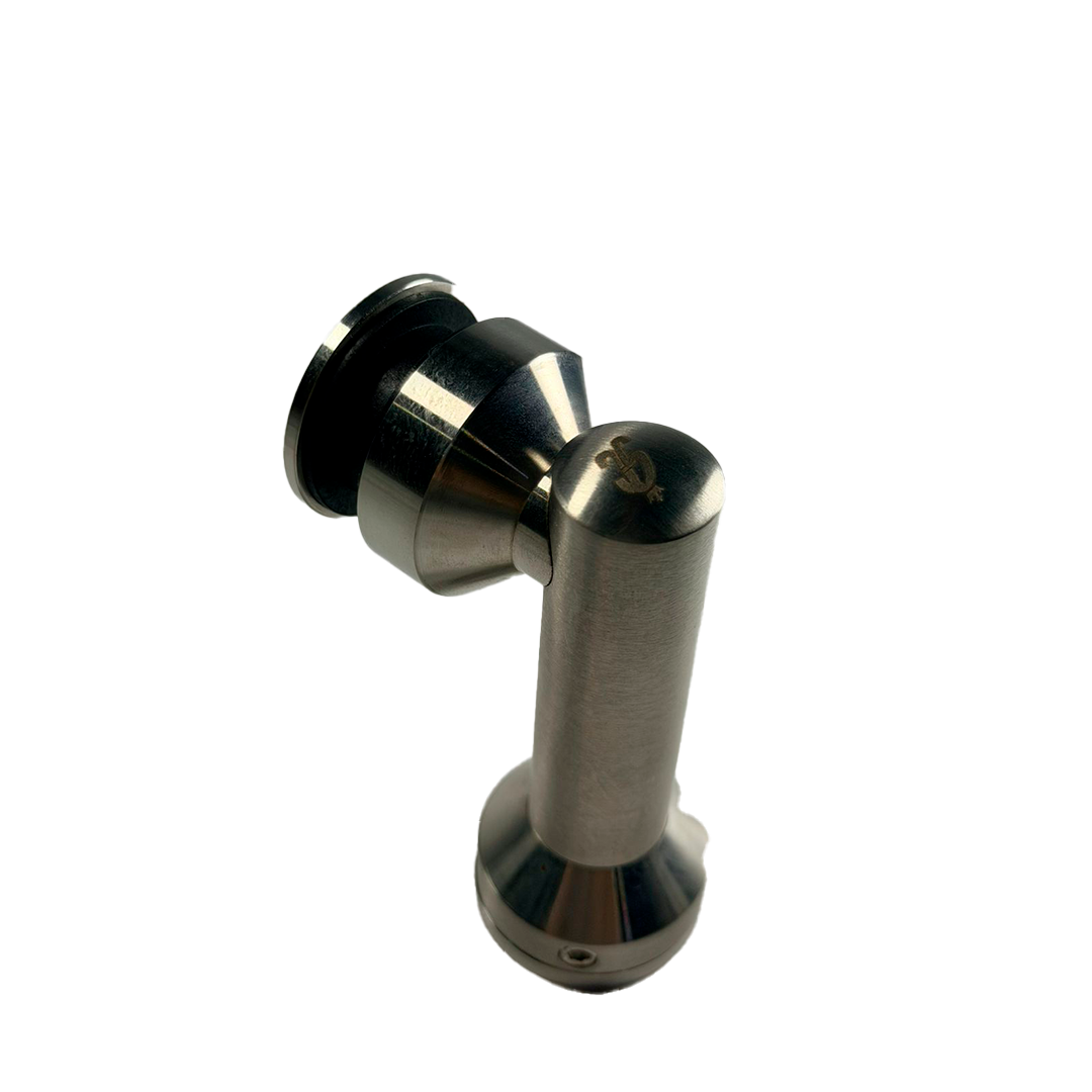CONECTOR TIPO PIPA 90° MURO A VIDRIO SATIN ACERO INOXIDABLE 201