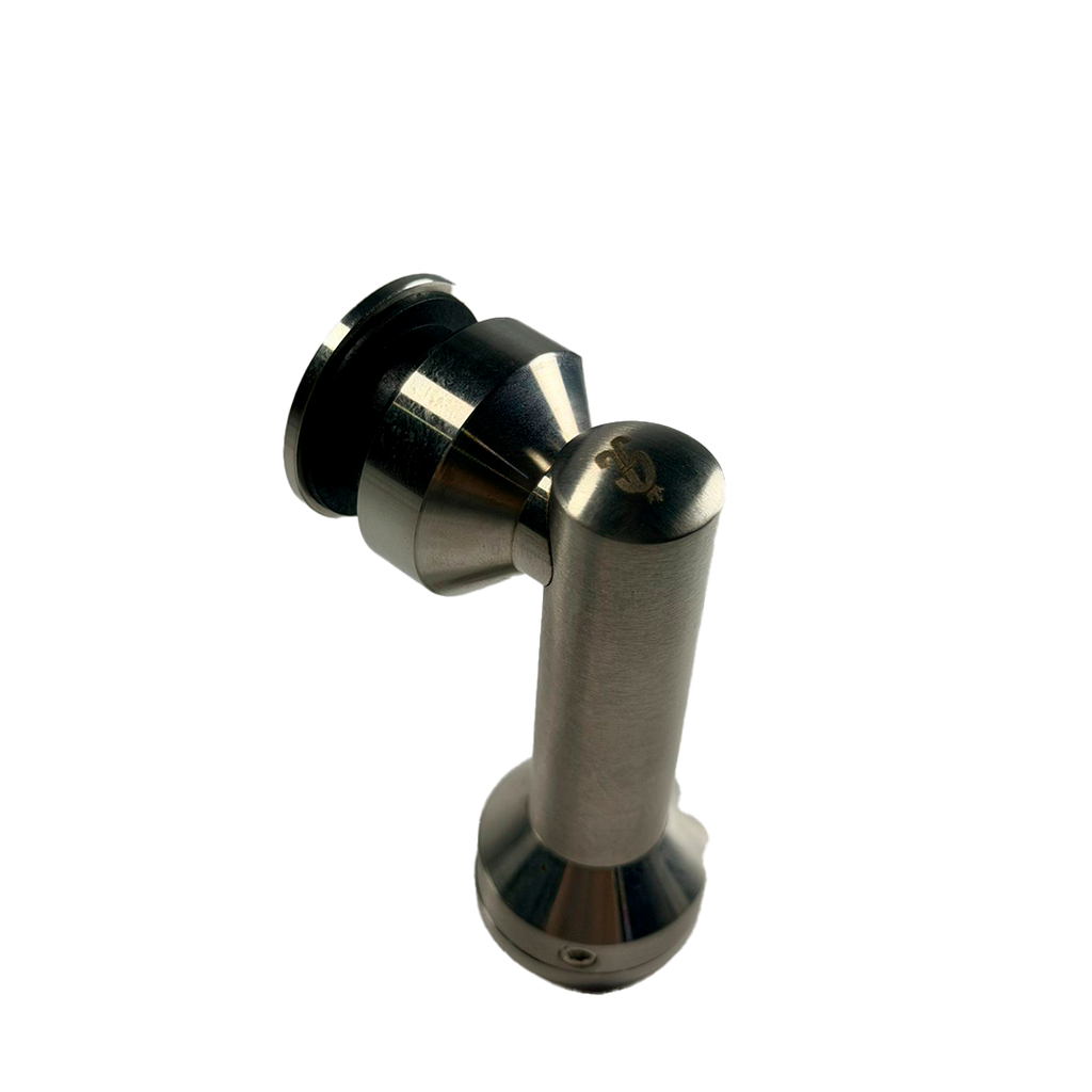 CONECTOR TIPO PIPA 90° MURO A VIDRIO SATIN ACERO INOXIDABLE 304