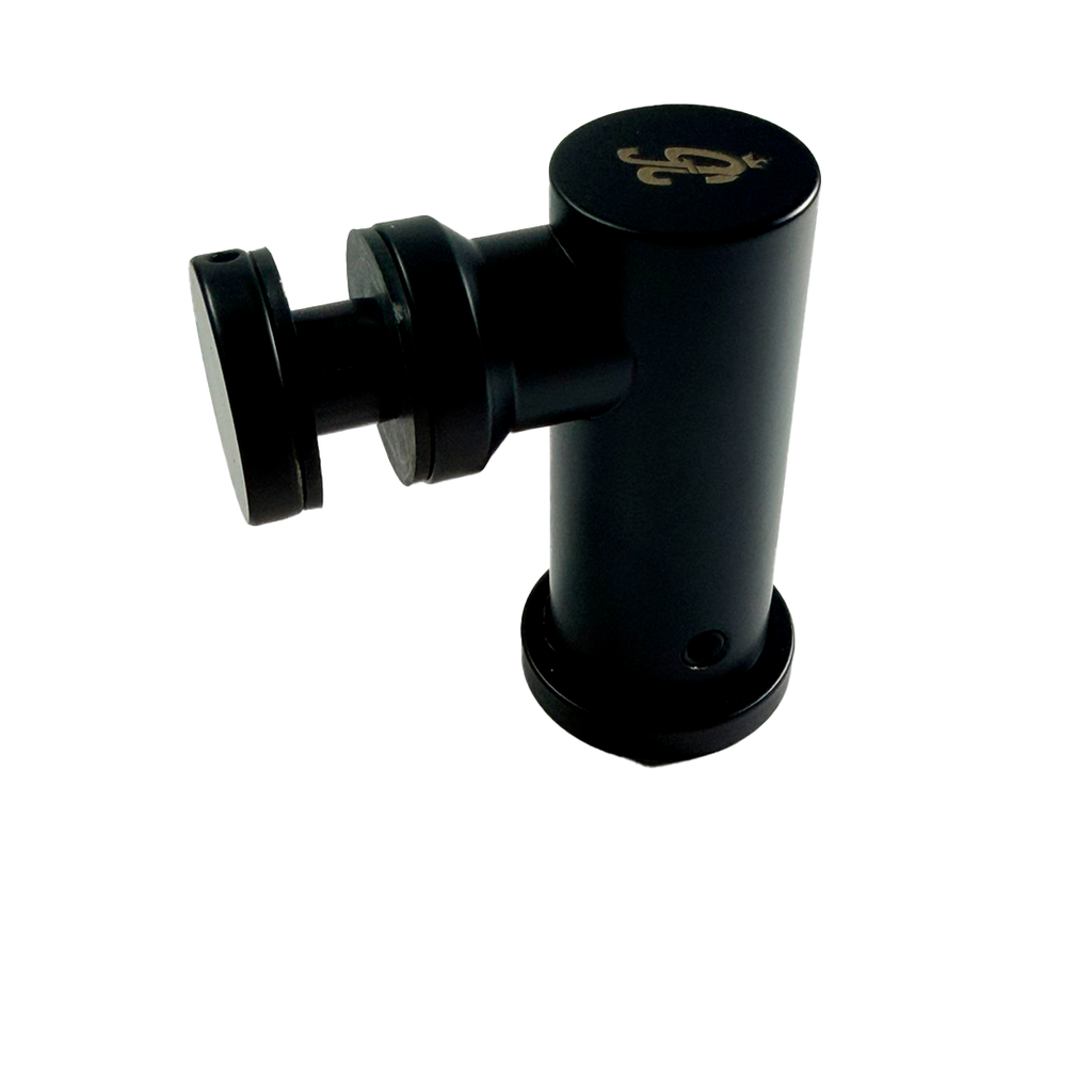 CONECTOR TIPO PIPA 90° MURO A VIDIRIO CON CHAPETON NEGRO ACERO INOXIDABLE 201