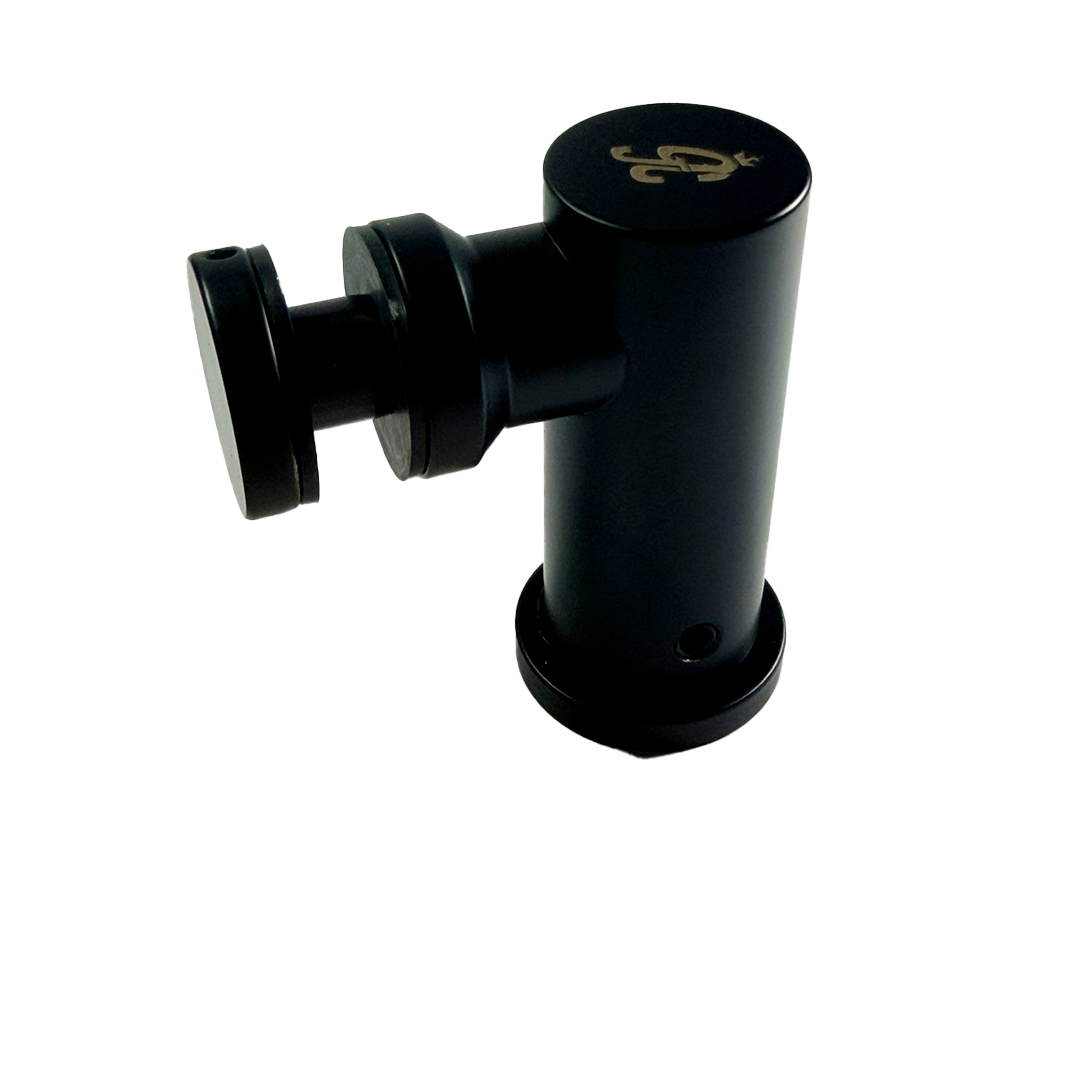 CONECTOR TIPO PIPA 90° MURO A VIDIRIO CON CHAPETON NEGRO ACERO INOXIDABLE 201