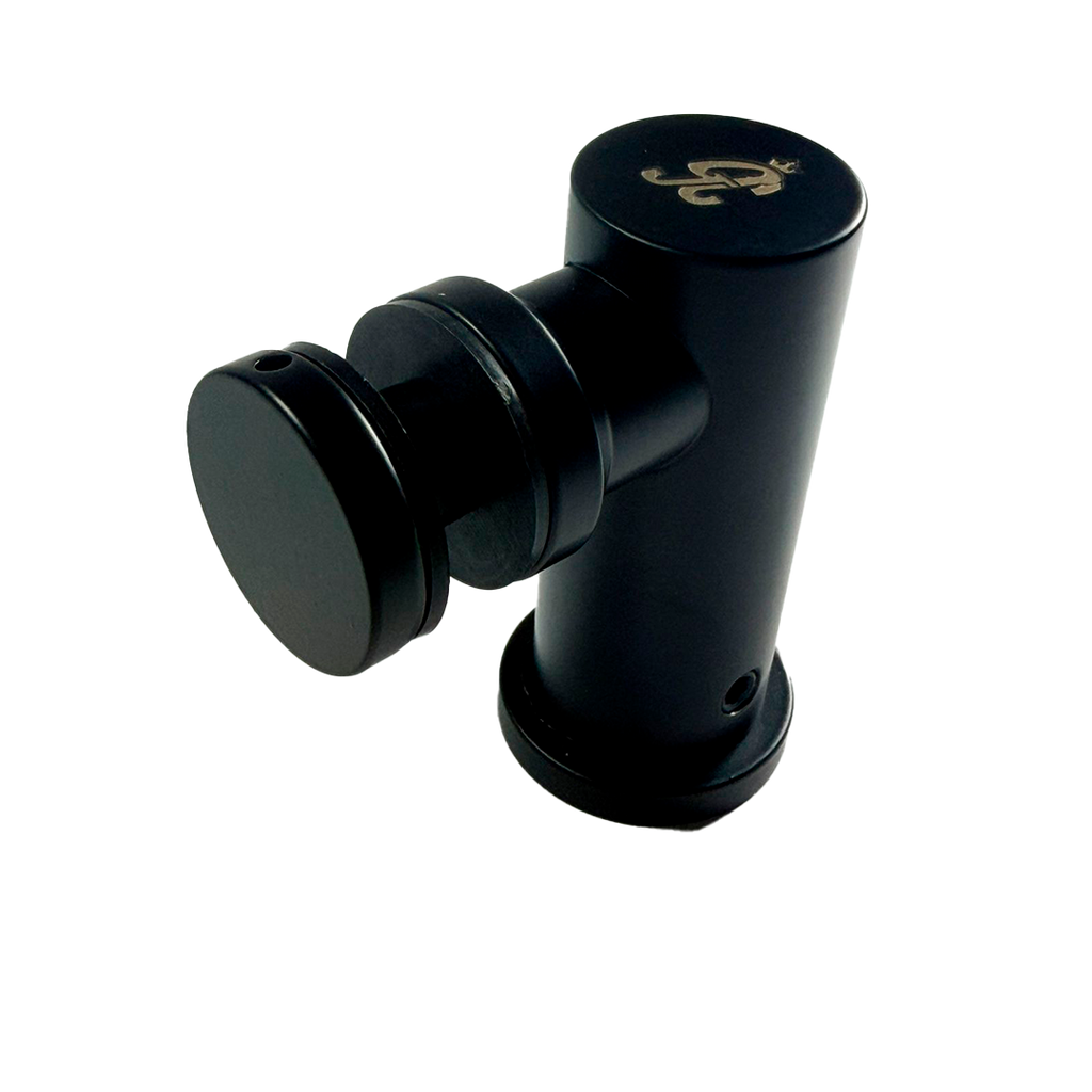 CONECTOR TIPO PIPA 90° MURO A VIDIRIO CON CHAPETON NEGRO ACERO INOXIDABLE 201