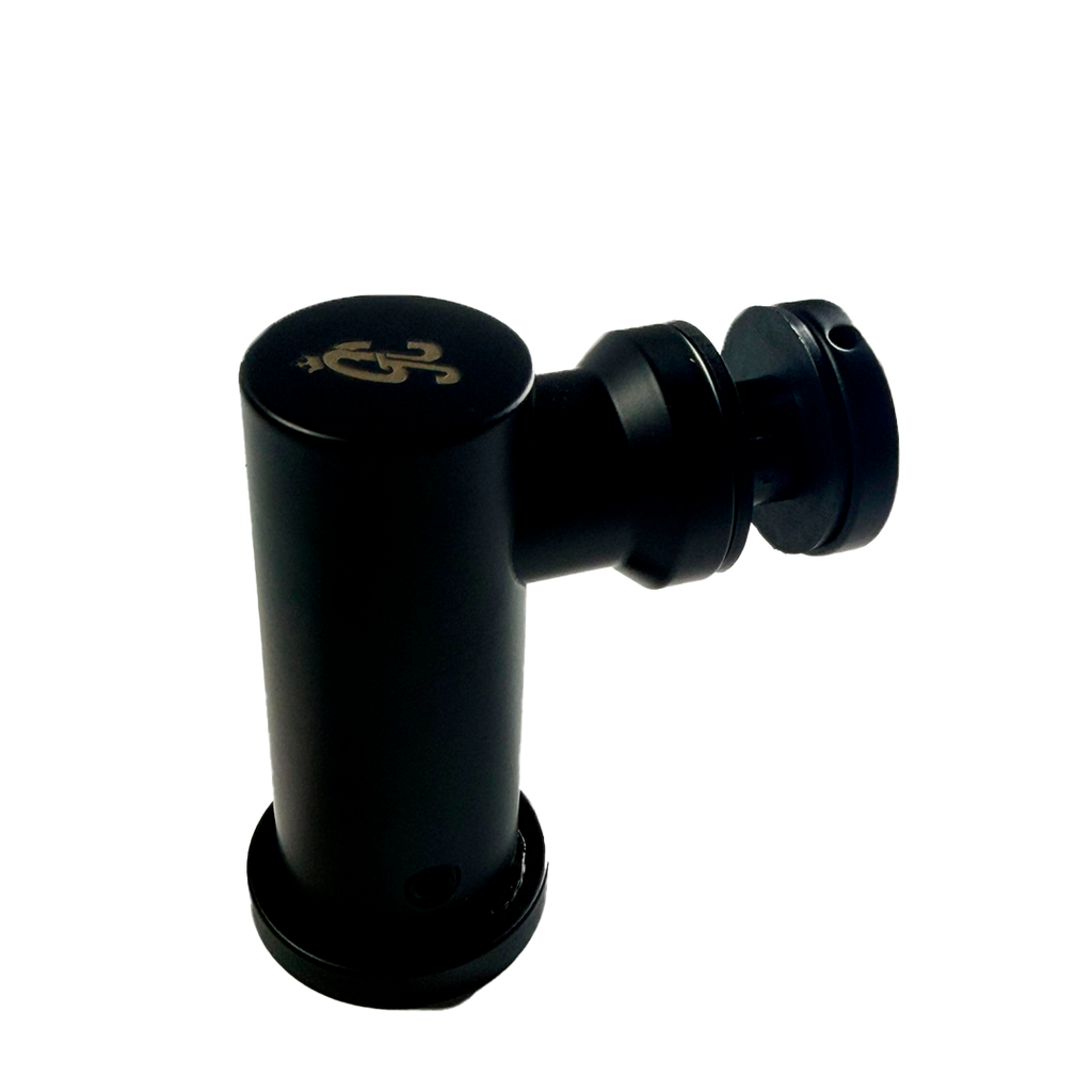 CONECTOR TIPO PIPA 90° MURO A VIDIRIO CON CHAPETON NEGRO ACERO INOXIDABLE 201