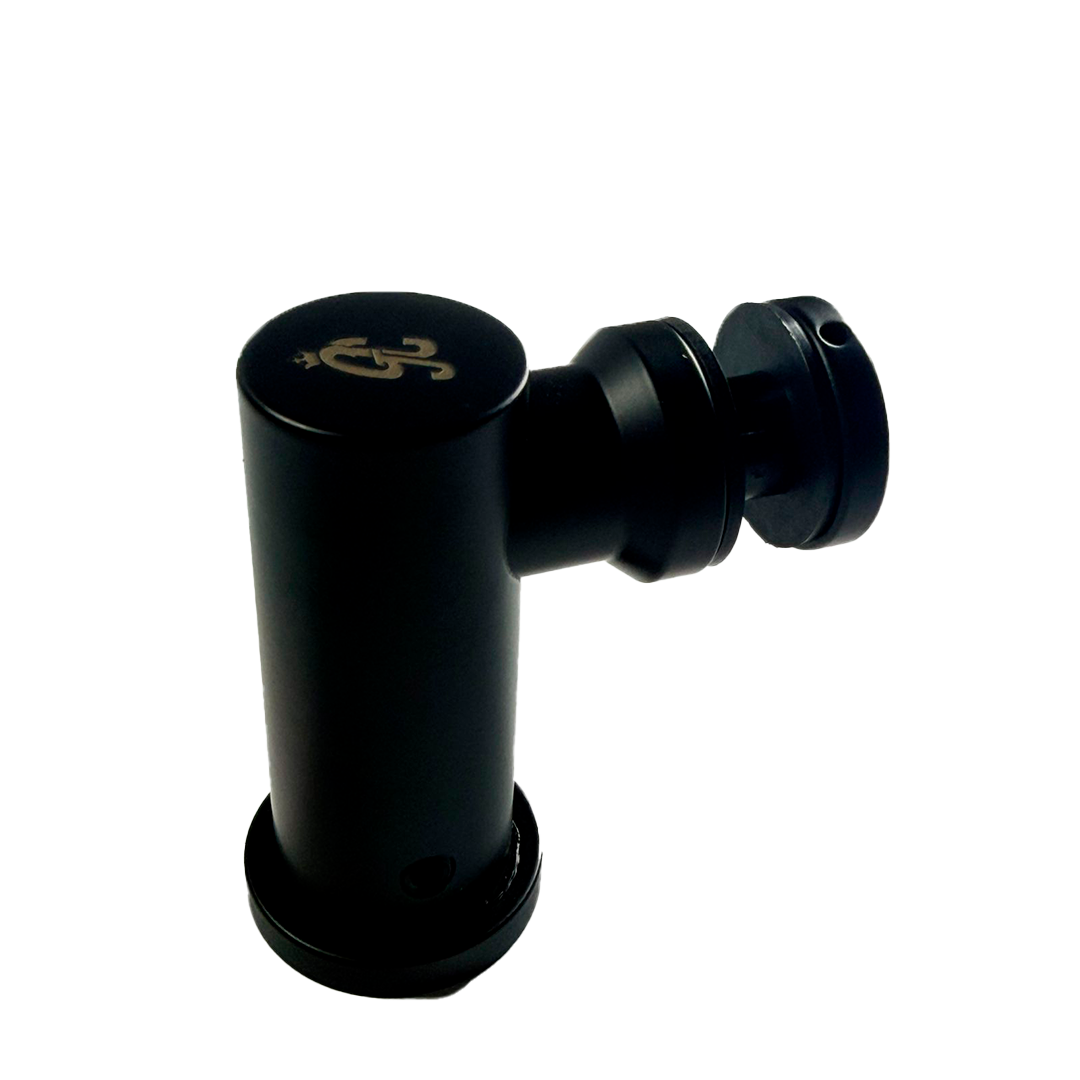 CONECTOR TIPO PIPA 90° MURO A VIDIRIO CON CHAPETON NEGRO ACERO INOXIDABLE 201