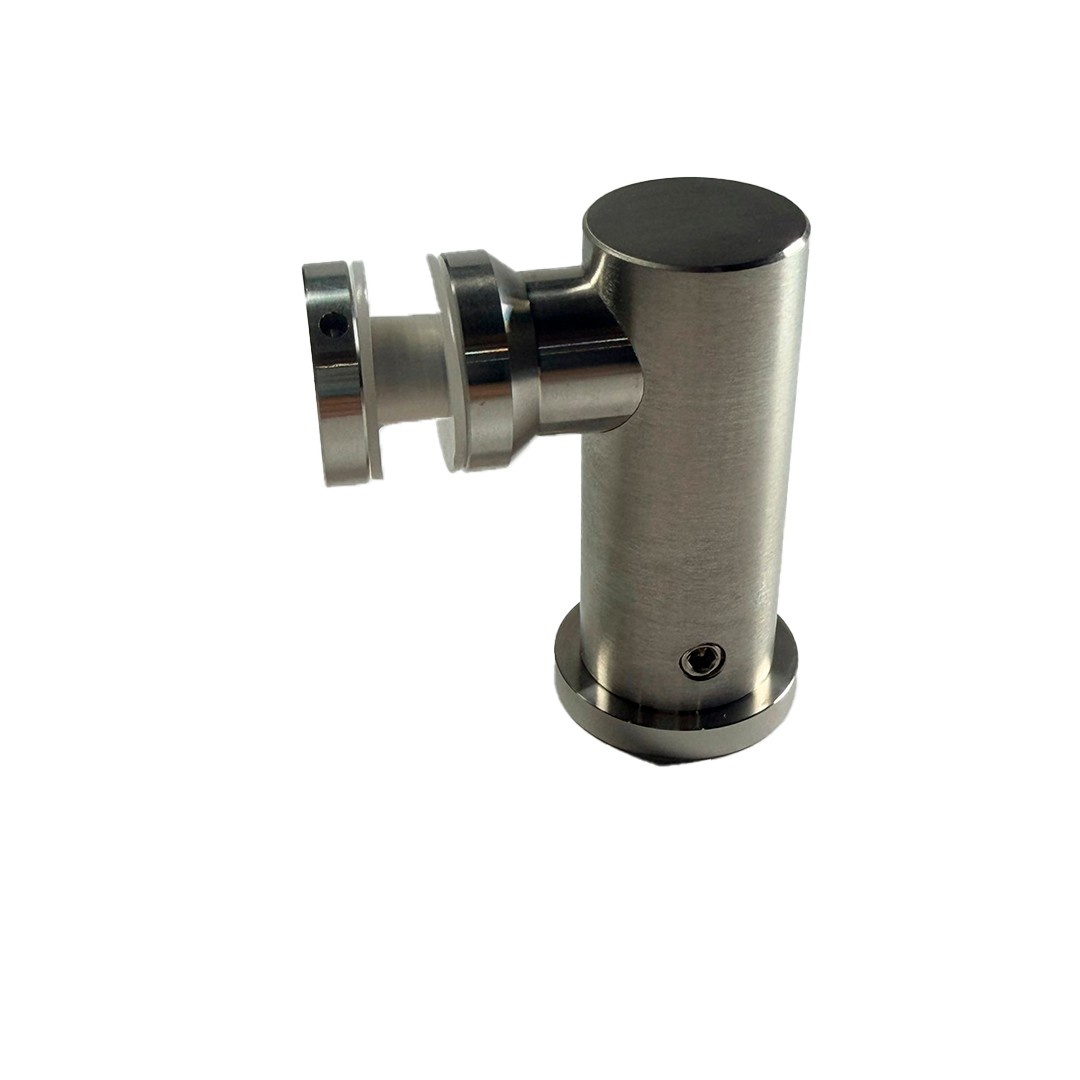 CONECTOR TIPO PIPA 90° MURO A VIDIRIO CON CHAPETON SATIN ACERO INOXIDABLE 304