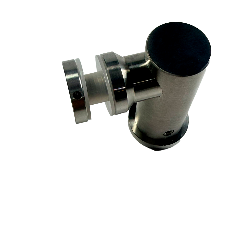 CONECTOR TIPO PIPA 90° MURO A VIDIRIO CON CHAPETON SATIN ACERO INOXIDABLE 201