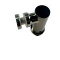 CONECTOR TIPO PIPA 90° MURO A VIDIRIO CON CHAPETON SATIN ACERO INOXIDABLE 201