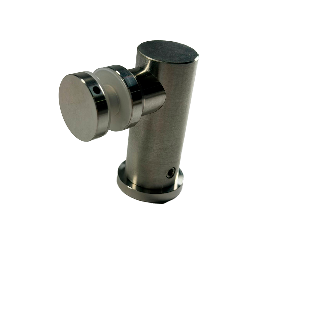 CONECTOR TIPO PIPA 90° MURO A VIDIRIO CON CHAPETON SATIN ACERO INOXIDABLE 201