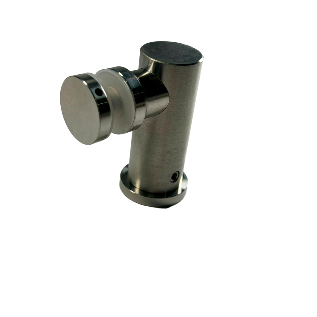CONECTOR TIPO PIPA 90° MURO A VIDIRIO CON CHAPETON SATIN ACERO INOXIDABLE 304