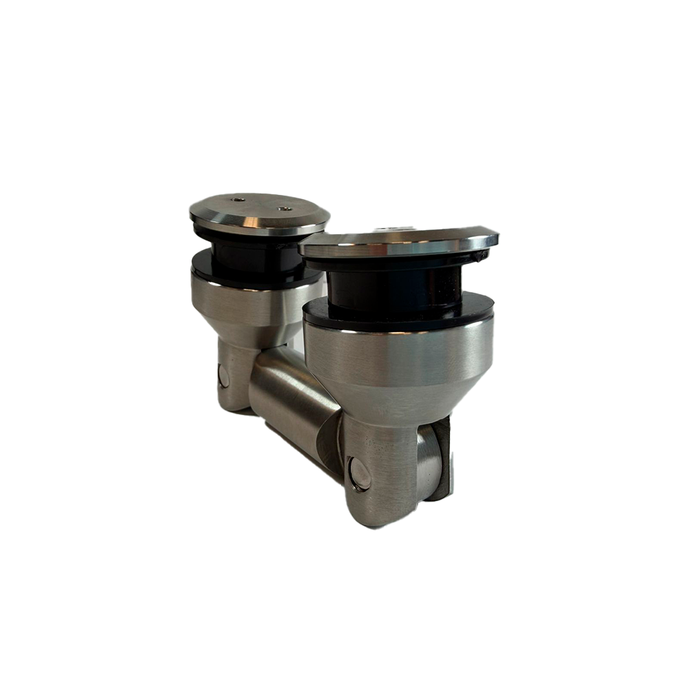 CONECTOR TIPO PIPA VIDRIO A VIDRIO AJUSTABLE SATIN ACERO INOXIDABLE 304