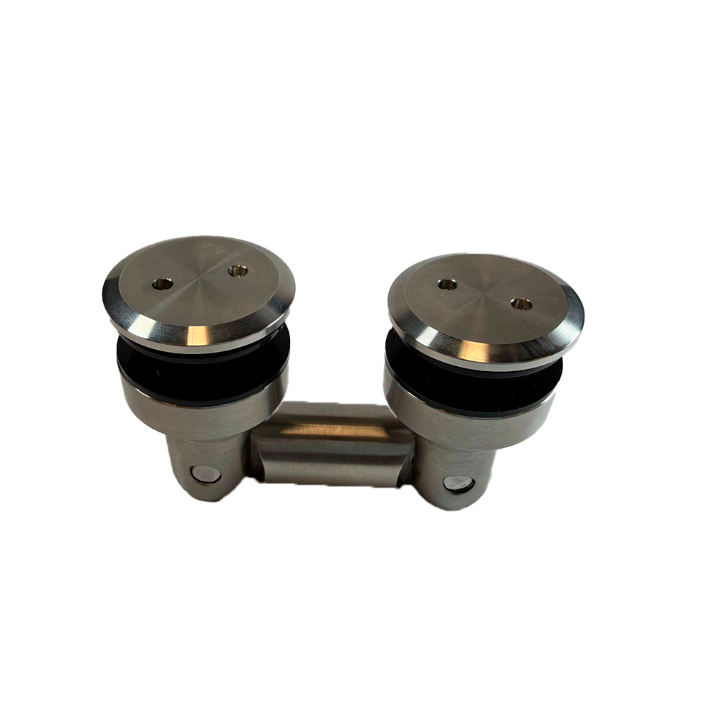 CONECTOR TIPO PIPA VIDRIO A VIDRIO AJUSTABLE SATIN ACERO INOXIDABLE 304