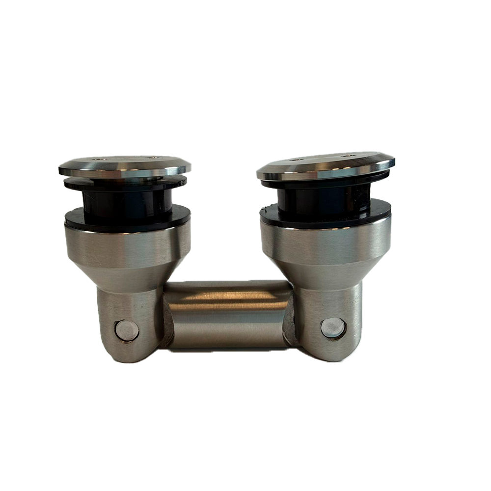 CONECTOR TIPO PIPA VIDRIO A VIDRIO AJUSTABLE SATIN ACERO INOXIDABLE 304