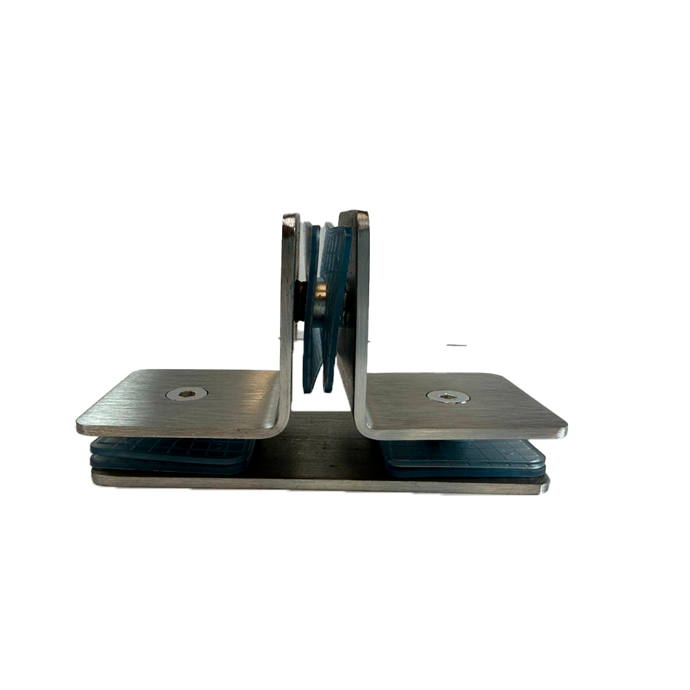 CLIP VIDIRIO A VIDRIO CON PORTACOSTILLA 8MM SATIN ACERO INOXIDABLE 201
