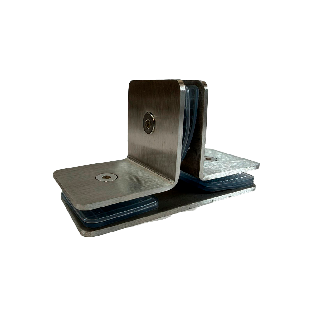 CLIP VIDIRIO A VIDRIO CON PORTACOSTILLA 8MM SATIN ACERO INOXIDABLE 201