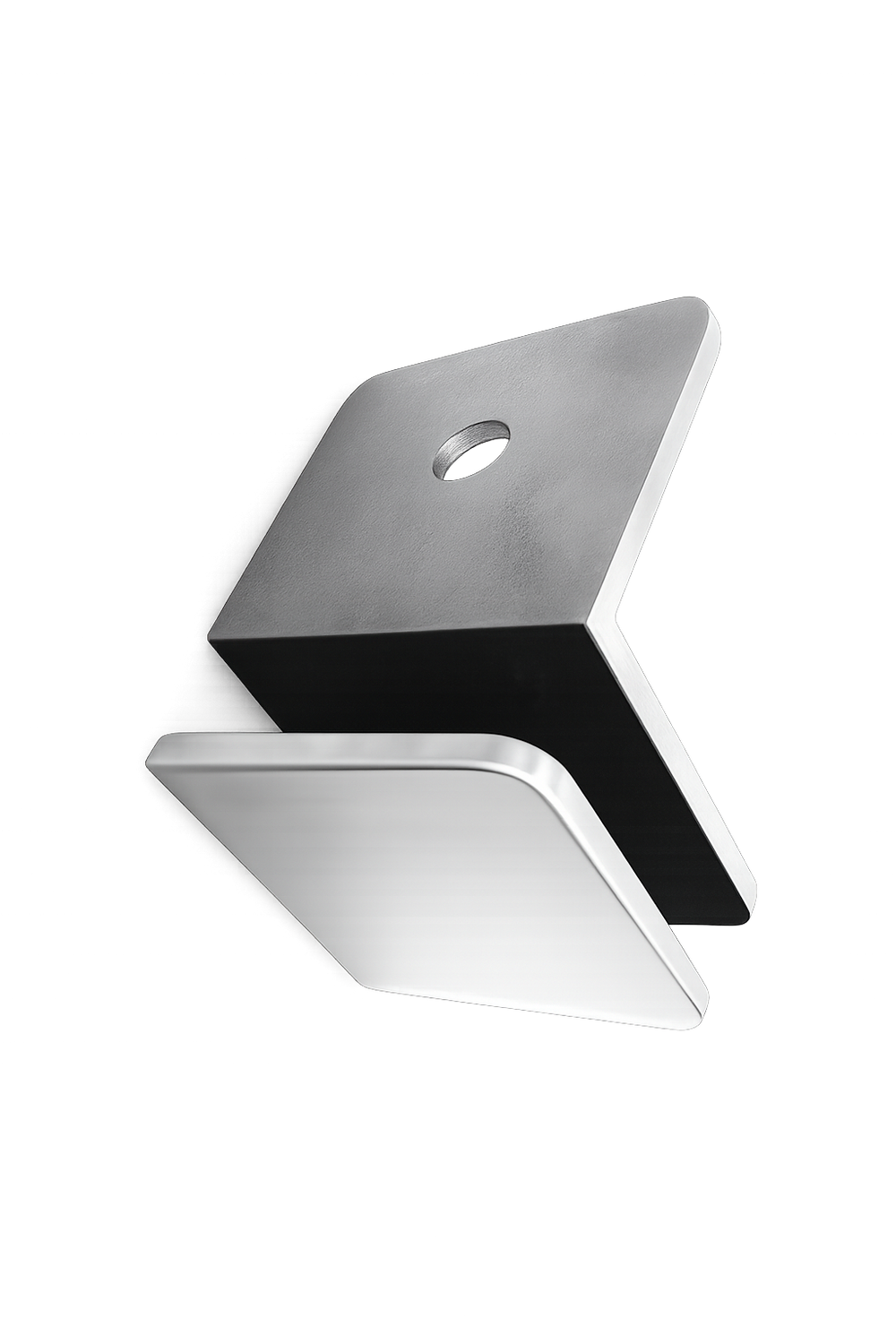 CLIP MURO A VIDRIO 90° CON BASE LATERAL CROMO ACERO INOXIDABLE 201