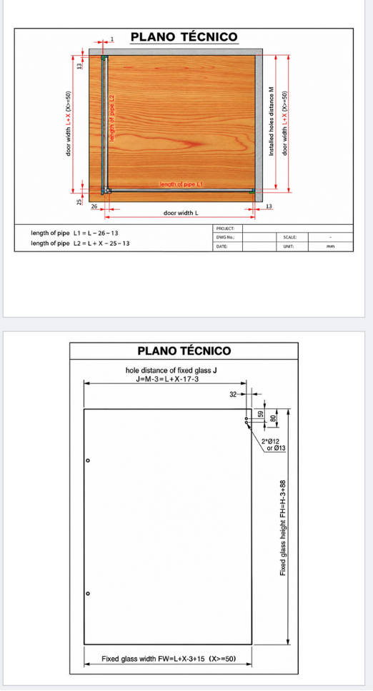 CANCEL PARA BAÑO EN ESCUADRA CORREDIZO COLGANTE VIDRIO A VIDRIO ACERO NOXIDABLE 304 SATIN