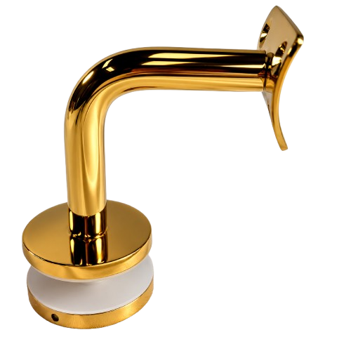 SOPORTE TIPO J VIDRIO-PASAMANOS ORO BRILLANTE ACERO INOXIDABLE 304