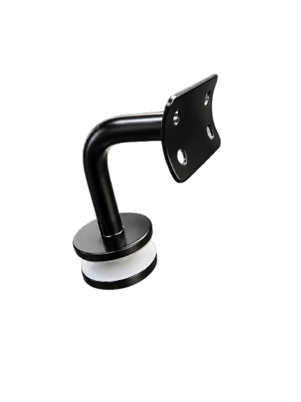 SOPORTE TIPO J VIDRIO-PASAMANOS NEGRO ACERO INOXIDABLE 304