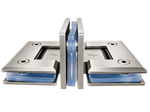 BISAGRA TRIPLE VIDRIO A VIDRIO 180° SATIN ACERO INOXIDABLE 304