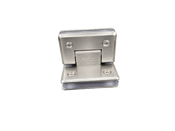 BISAGRA VIDRIO A VIDRIO 90° SATIN ACERO ZAMAC