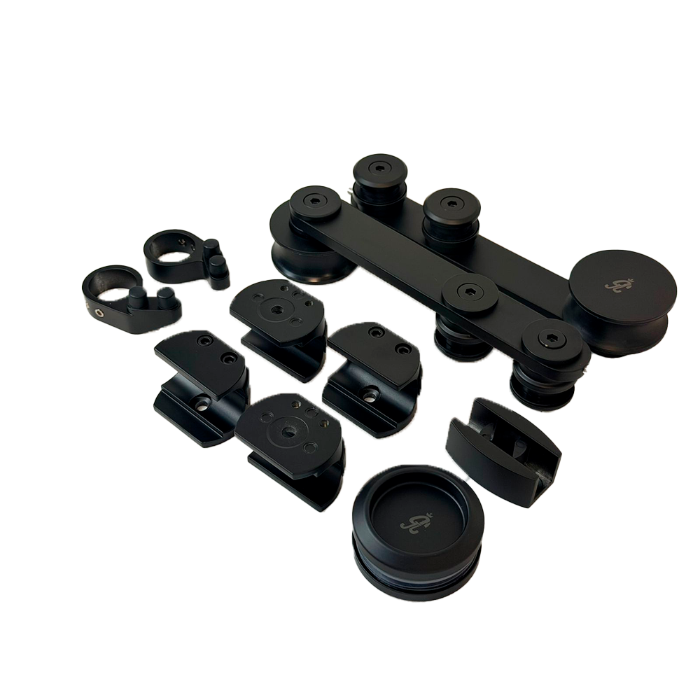 KIT SISTEMA 500 BARRA A VIDRIO NEGRO ACERO INOXIDABLE 201 Z VENTA SIN BARRA
