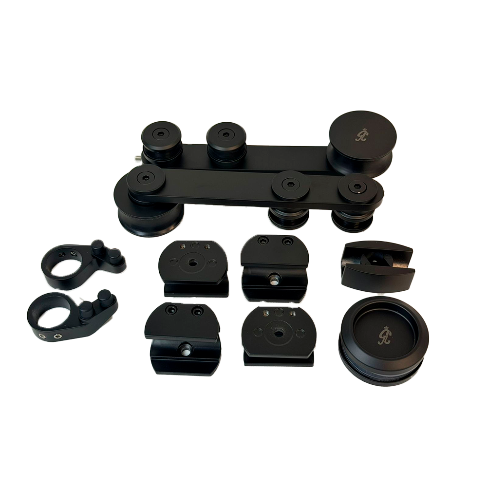 KIT SISTEMA 500 BARRA A VIDRIO NEGRO ACERO INOXIDABLE 201 Z VENTA SIN BARRA