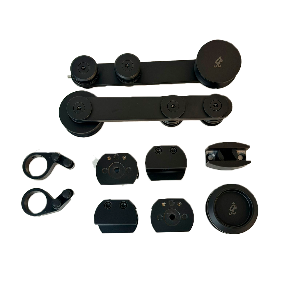 KIT SISTEMA 500 BARRA A VIDRIO NEGRO ACERO INOXIDABLE 201 Z VENTA SIN BARRA