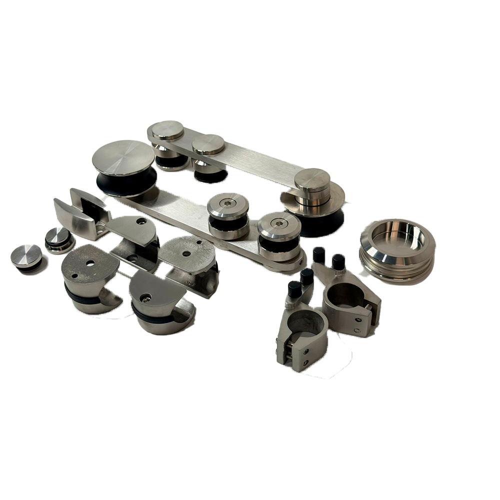 KIT SISTEMA 500 MURO A VIDRIO SATIN ACERO INOXIDABLE 304 VENTA SIN BARRA