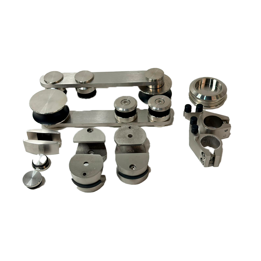 KIT SISTEMA 500 BARRA A VIDRIO SATIN ACERO INOXIDABLE 304 VENTA SIN BARRA