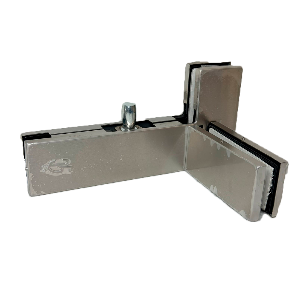 HERRAJE TIPO L CON COSTILLA PARA ANTEPECHO DERECHO SATIN ACERO INOXIDABLE 304