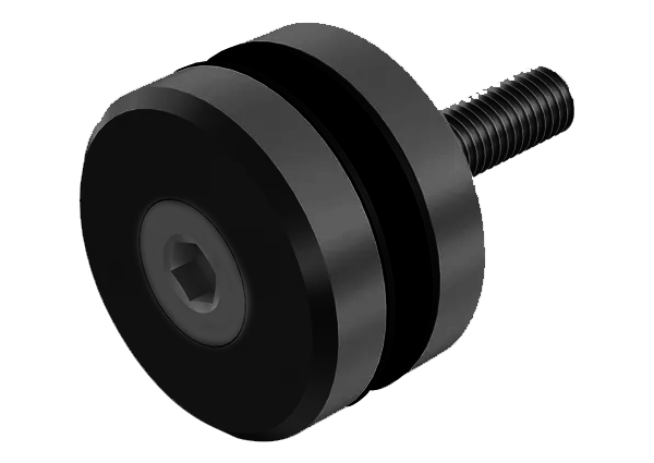 CONECTOR CIRCULAR MURO A VIDRIO NEGRO ACERO INOXIDABLE 304