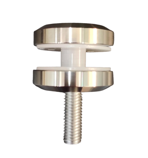 CONECTOR CIRCULAR MURO A VIDRIO SATIN ACERO INOXIDABLE 304