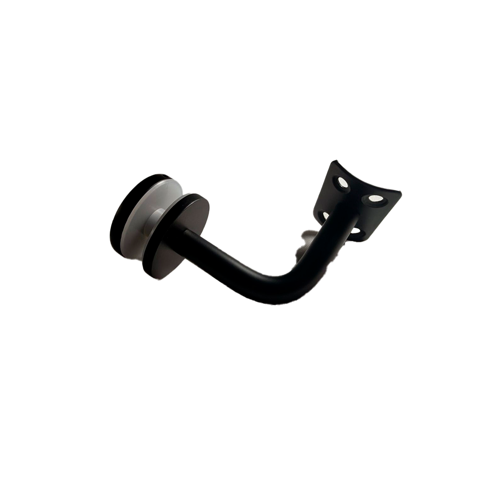 SOPORTE TIPO J VIDRIO-PASAMANOS NEGRO ACERO INOXIDABLE 304
