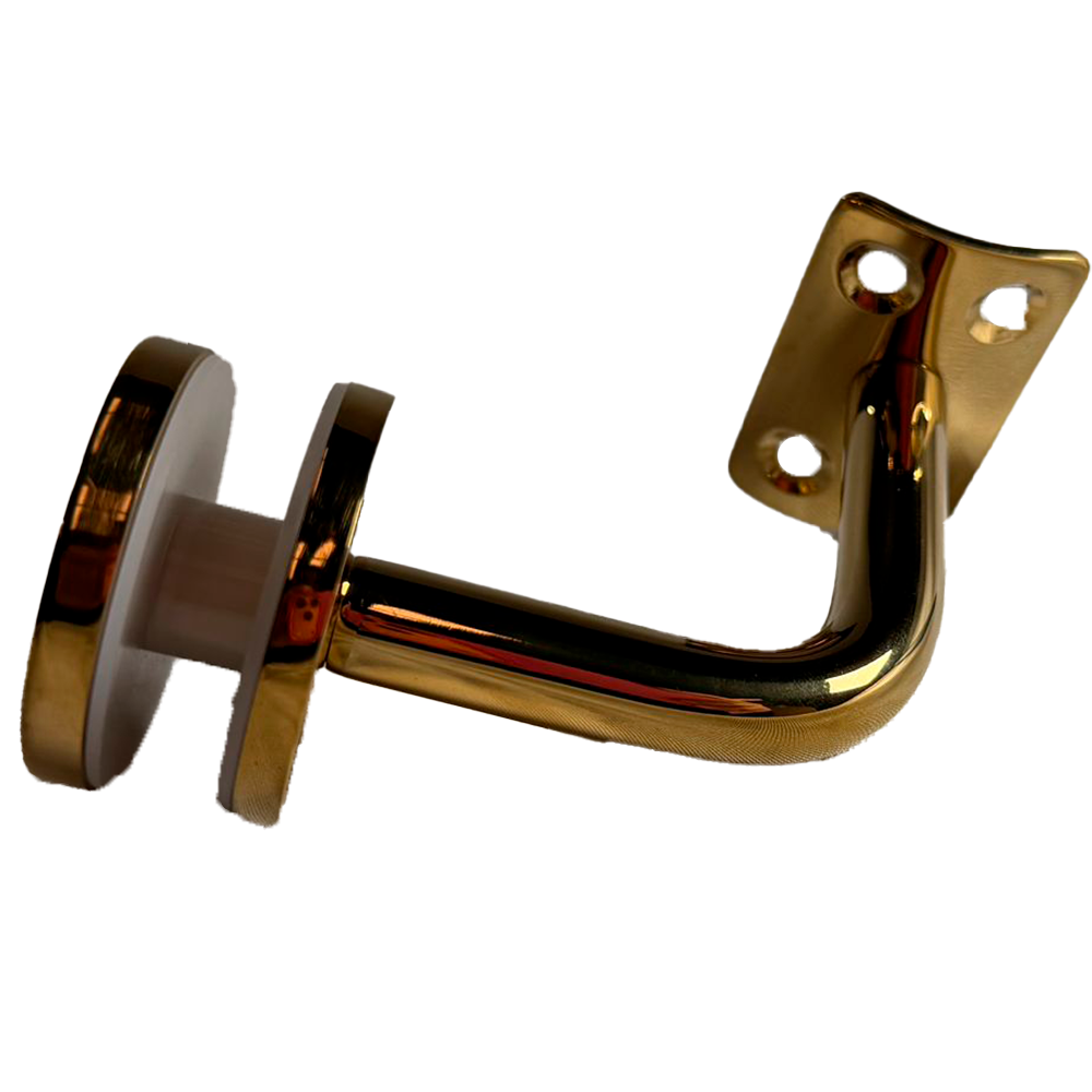 SOPORTE TIPO J VIDRIO-PASAMANOS ORO MATE ACERO INOXIDABLE 304