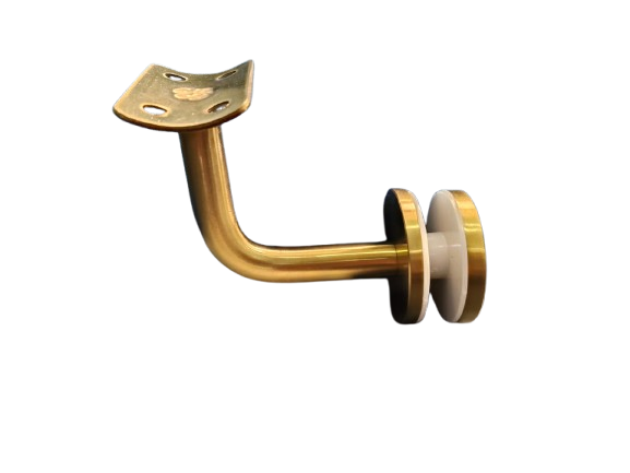 SOPORTE TIPO J VIDRIO-PASAMANOS ORO MATE ACERO INOXIDABLE 304