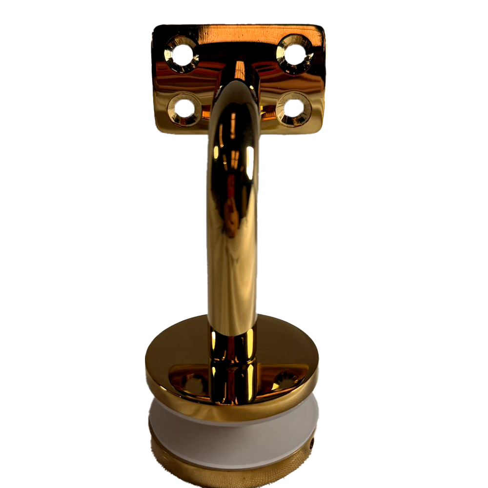 SOPORTE TIPO J VIDRIO-PASAMANOS ORO BRILLANTE ACERO INOXIDABLE 304