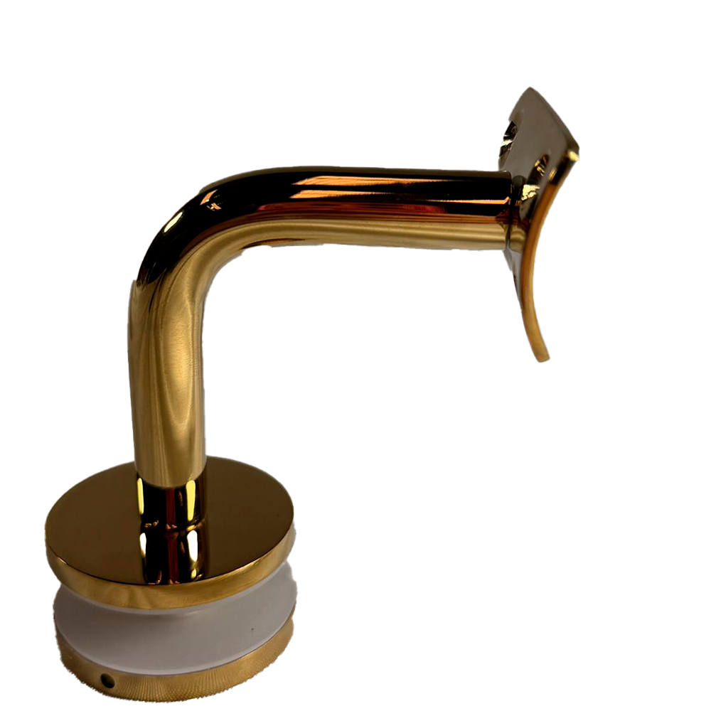 SOPORTE TIPO J VIDRIO-PASAMANOS ORO BRILLANTE ACERO INOXIDABLE 304