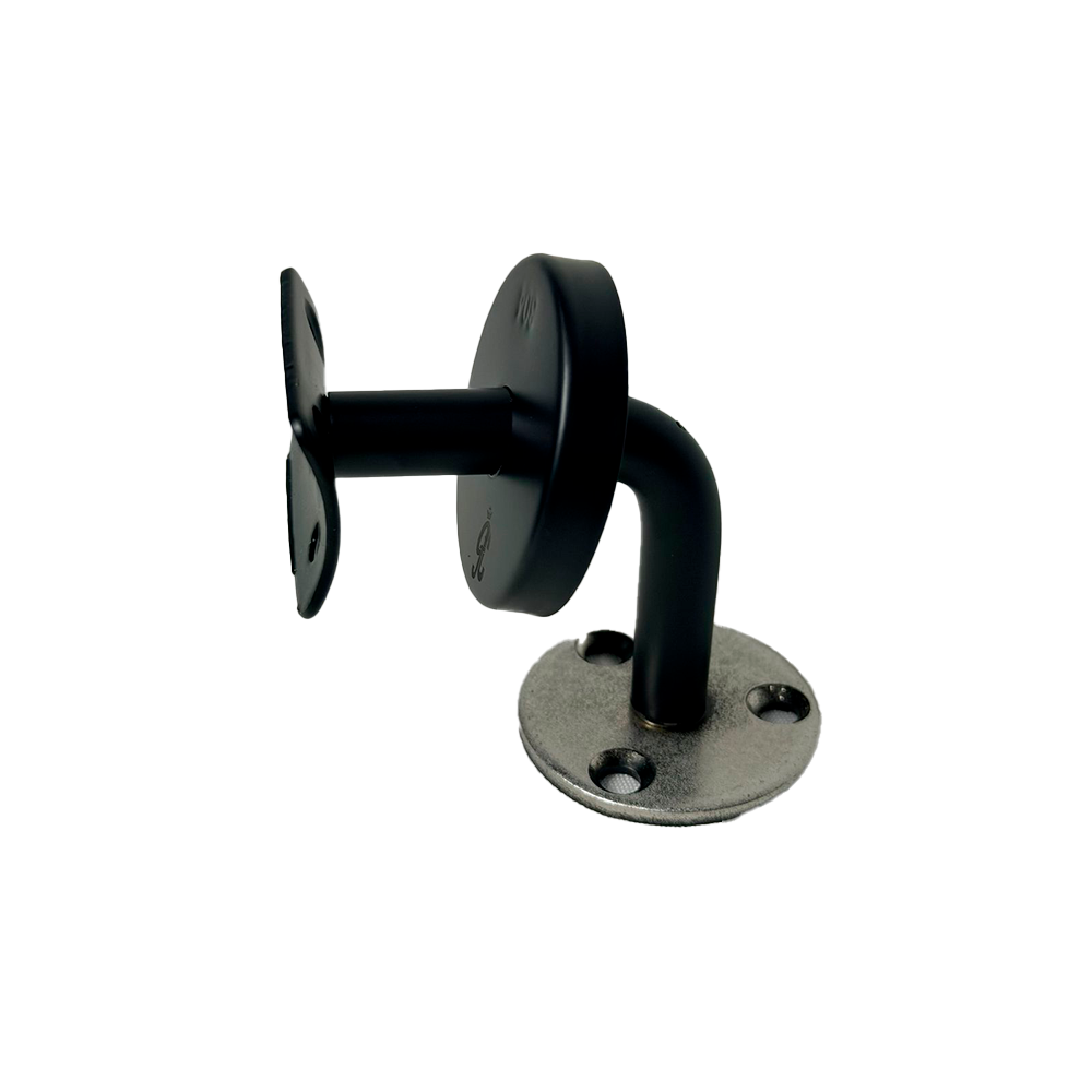 SOPORTE TIPO J MURO-PASAMANOS CON TAPA NEGRO ACERO INOXIDABLE 304