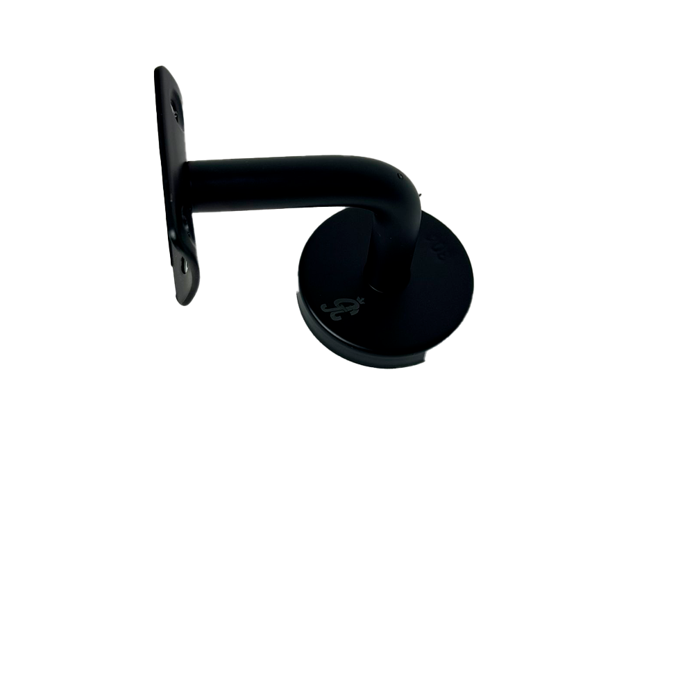 SOPORTE TIPO J MURO-PASAMANOS CON TAPA NEGRO ACERO INOXIDABLE 304