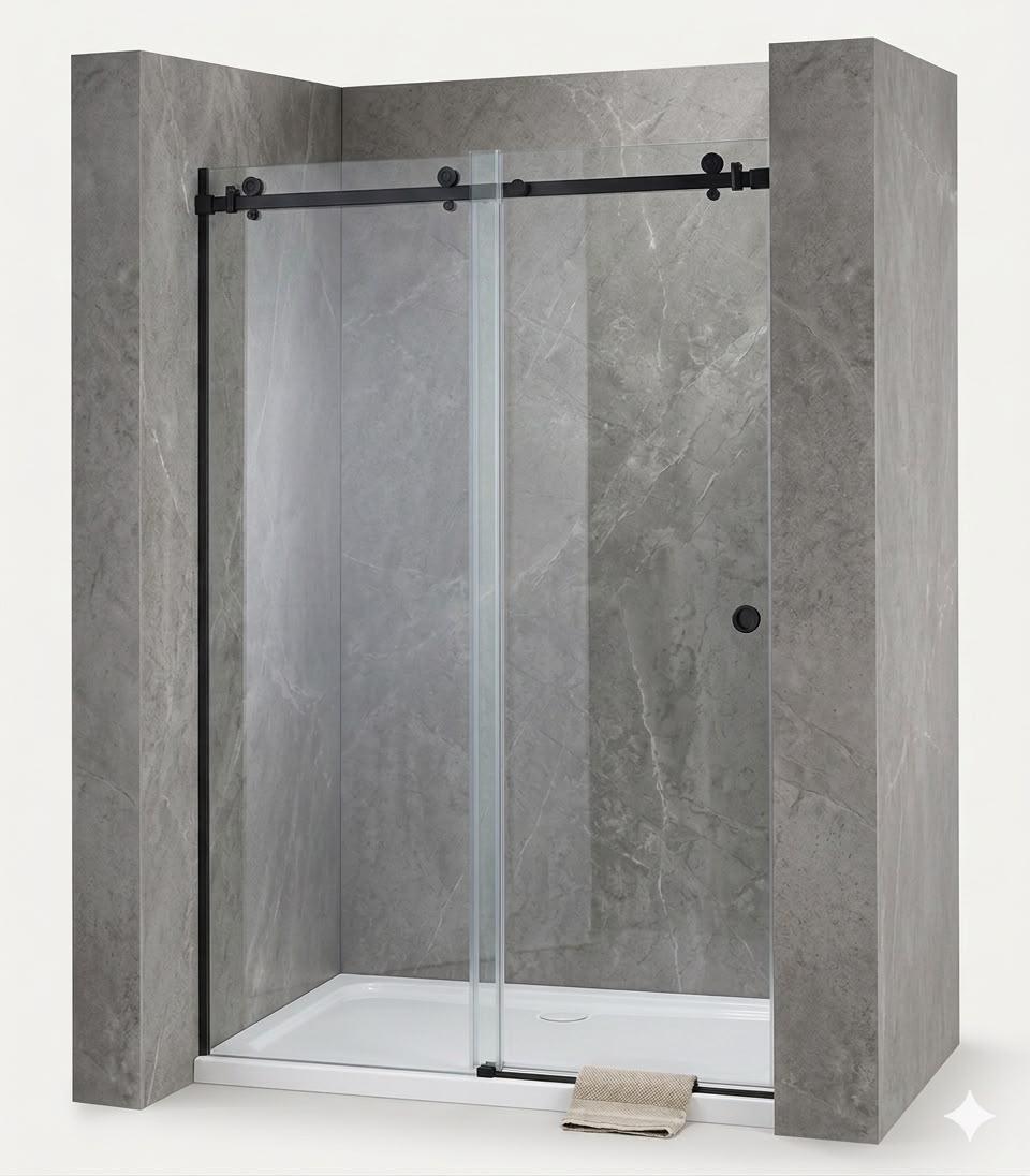 CANCEL DE BAÑO CORREDIZO 2.00 MTS NEGRO ZAMAC