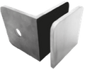 CLIP MURO A VIDRIO 90° CON BASE LATERAL CROMO ACERO INOXIDABLE 201