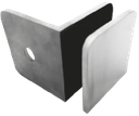 CLIP MURO A VIDRIO 90° CON BASE LATERAL CROMO ACERO INOXIDABLE 201